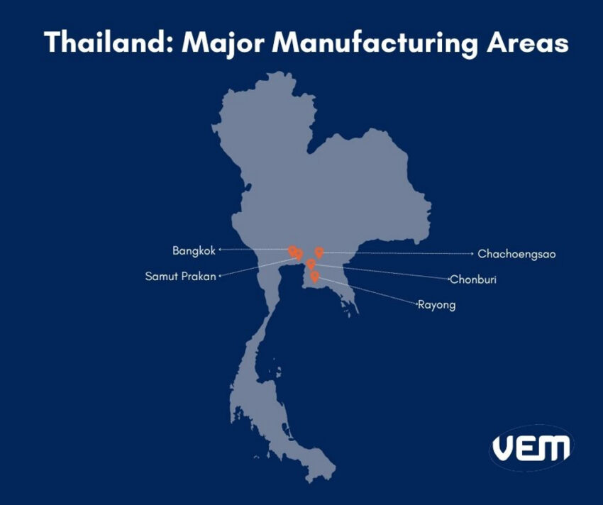 main areas for manufacturing in thailand